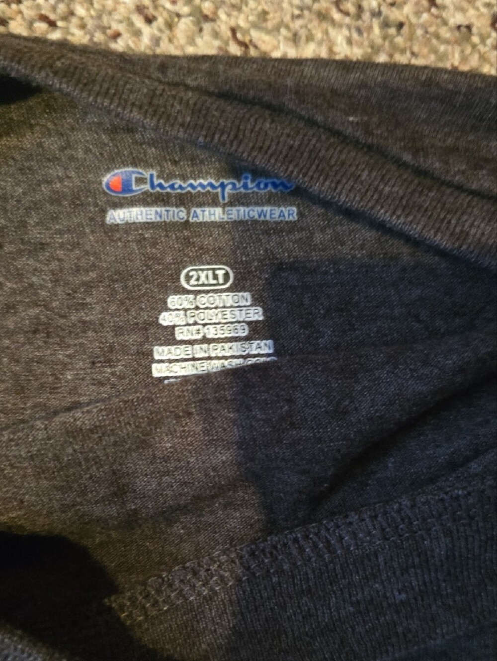 Champion Short Sleeve Logo Tee in Charcoal with Red Accent - Picture 2 of 3